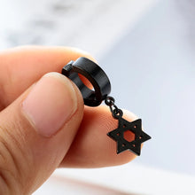Load image into Gallery viewer, Men Black Star Earrings