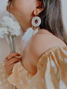 White Feather Earrings