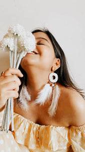 White Feather Earrings