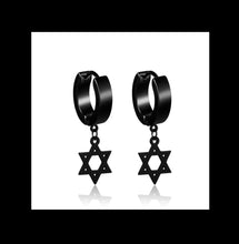 Load image into Gallery viewer, Men Black Star Earrings