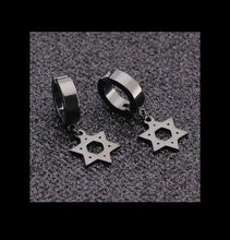 Load image into Gallery viewer, Men Black Star Earrings