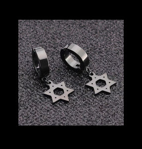 Men Black Star Earrings